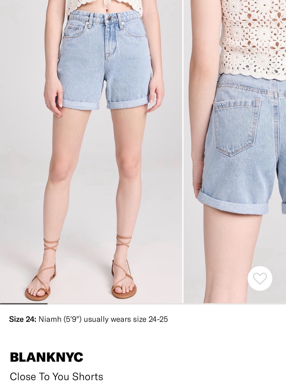 Blank NYC Light Blue High-Rise Rolled Hem Denim Shorts - Picture 5 of 10